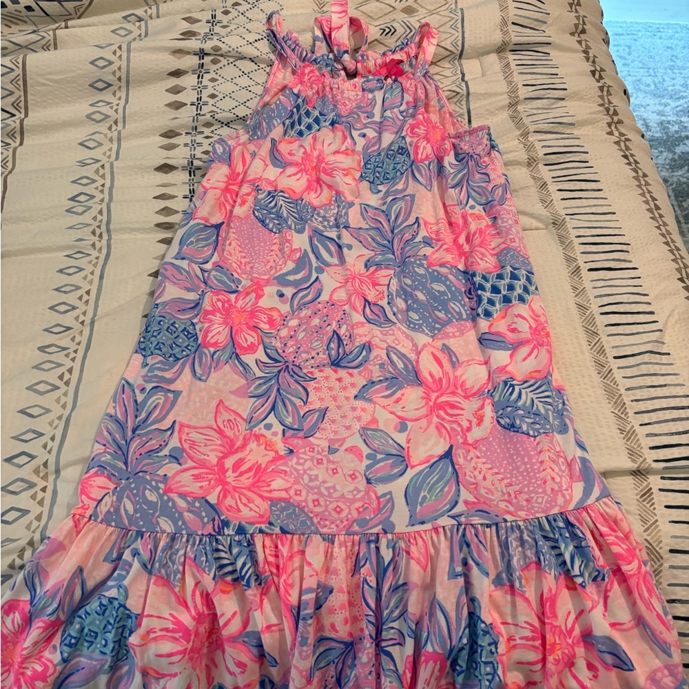Lilly Pulitzer size S Floral Pink and Blue mid dress